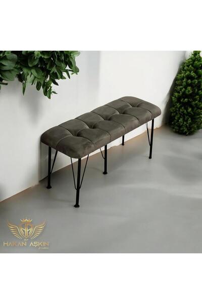 BY HAKAN AŞKIN Siyah Metal Ayaklı Pouf Pouf 2024 New Style Babyface Puf & Ben...