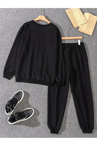 zunop Set de trening oversize cu imprimeu Charlie Luciano negru pentru bărbați