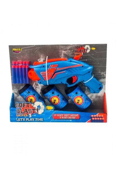 mavi su dünyası Hedefli Sniper 3 Dart Fırlatıcı 3 Hedef Kutulu ve Tabanca