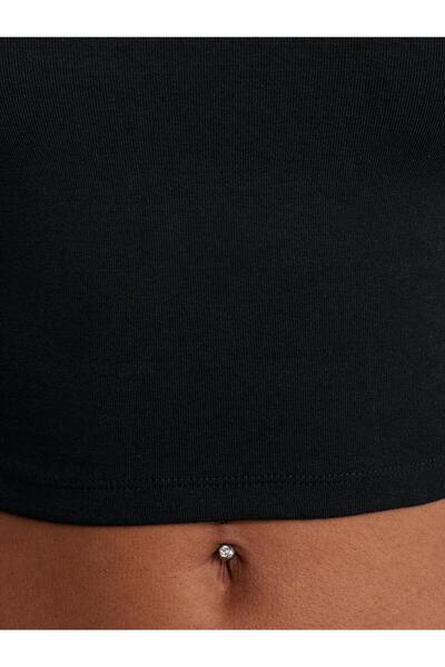 Moda Asrın Uzun Kollu Crop Top-siyah