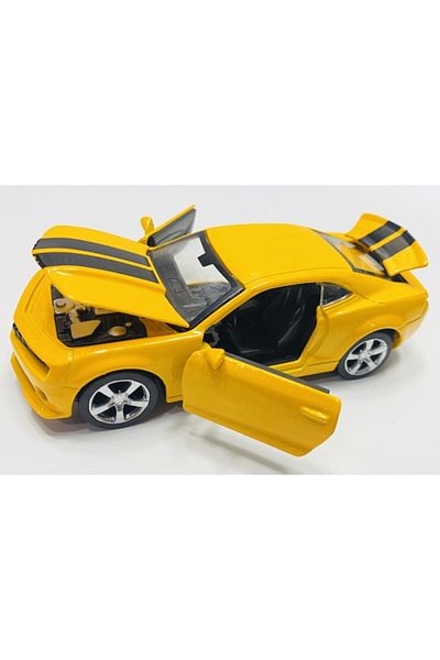 FEN TOYS غطاء محرك السيارة المعدني من كامارو موديل باب صندوق السيارة يفتح باللون الأصفر