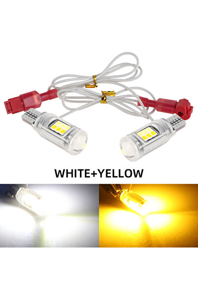 Choice مصباحان LED T15 W16W ثنائي اللون أبيض وأصفر، إشارات انعطاف خلفية للدرا...
