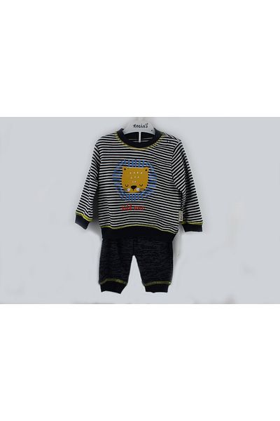 Necix's Line Embroidery Bear Sweater Double Set