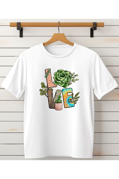 ASELİNDA Tricou alb pentru femei cu imprimeu Love-stk10