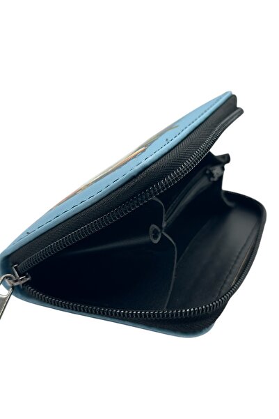 sinbEsg Portofel cu design special pentru copii și adolescenți, cu imagine drăguță de pisică, compartiment pentru monede cu fermoar și suport pentru carduri