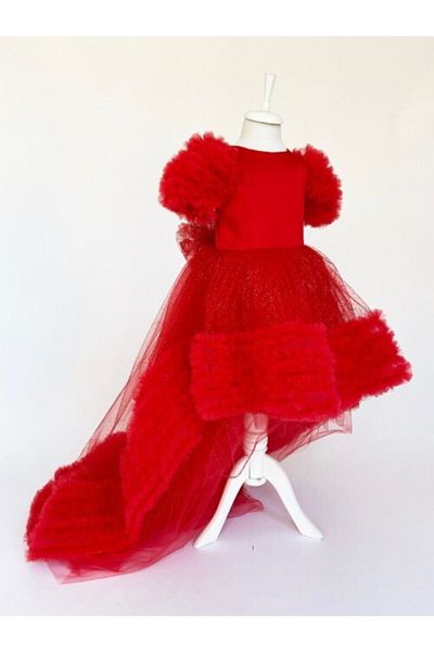 zühre balaban Red Girl's Dress - Red Shine Dress Zb Kids