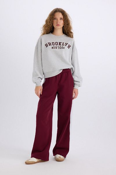 DeFacto Bedrucktes Sweatshirt aus dickem Stoff mit lockerer Passform und Rundhalsausschnitt E3387AXNS