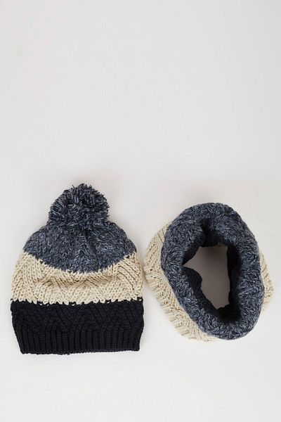 DeFacto Chlapecký úpletový baret, sada 2 kusů – bambulka X8961A624Wn