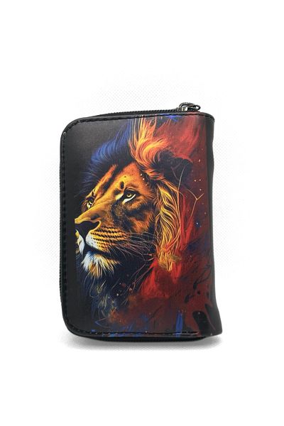 sinbEsg Special Design Children's & Teenagers' Wallet with Lion Image, Zippered Coin Compartment and Card Holder