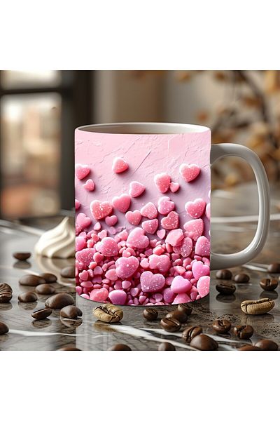Evion Heart Printed 3D Design Ceramic Mug - Mug