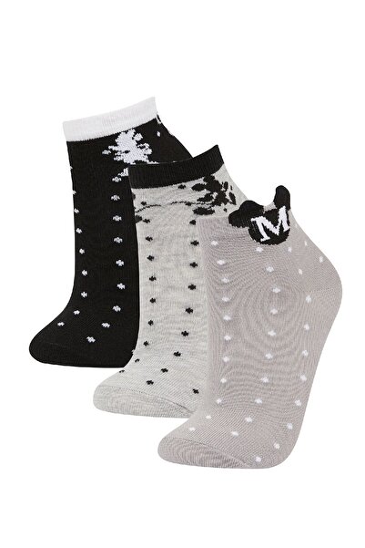 DeFacto Комплект памучни чорапи от 3 части Disney Mickey & Minnie за момичета...