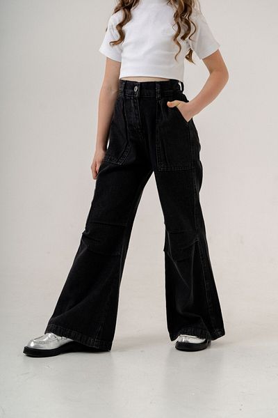 GİYİCEM Girls' Pocket Pleated Jeans