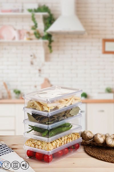 ALP HOME حاوية تخزين بلاستيكية سعة 5 لتر - غطاء ذاتي، مقاومة للتهوية، مقاس 24 × 14 × 6 سم
