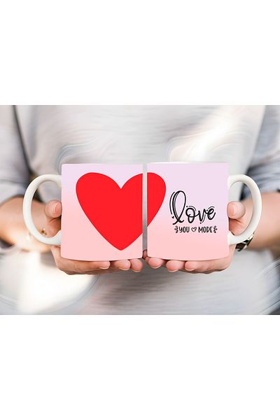 Evion Full Size 3D Design Ceramic Mug with Heart and Motto - Gift Mug
