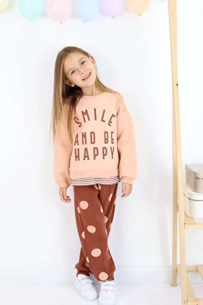 Harika KIDS Σετ φόρμας για κορίτσια Smile And Happy με στάμπα χοντρή