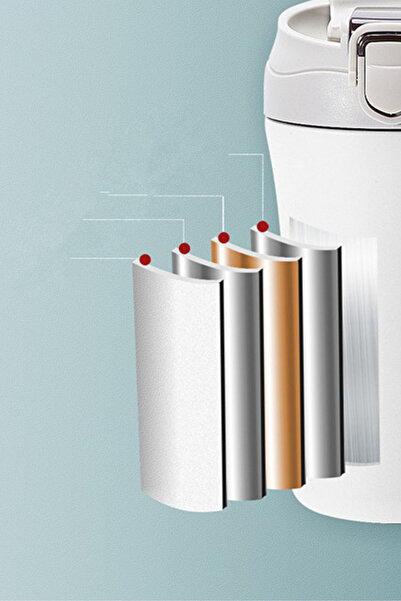 Woody Sofia Double Layer and Double Mouth - Leak Proof Tea Coffee Thermos 2in1 with Straw Steel Drinker