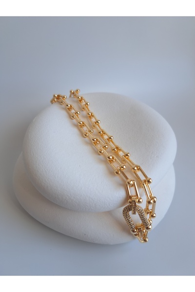 BHR AKSESUAR قلادة من حجر الزركون الذهبي