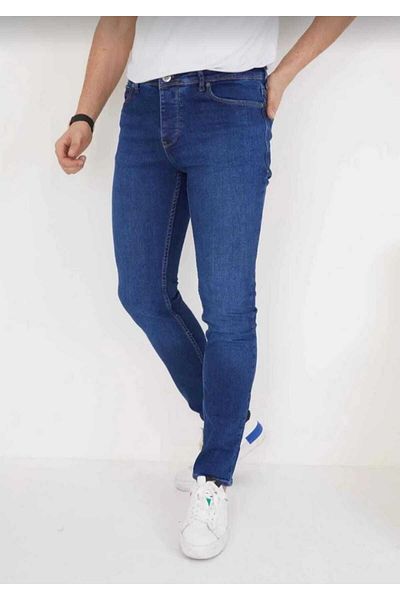 KING SEZAR Men's Blue Straight Classic Relaxed Fit Regular Fit Lycra Jeans