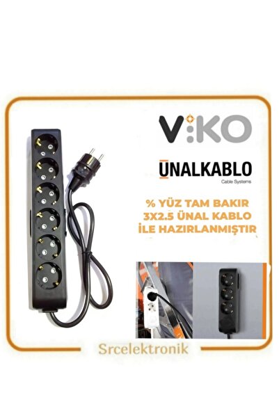 VİKO Multi-Let 6 Lı 35 METRE 3x2.5 TAM BAKIR ÜNAL KABLOLU  Topraklı Çocuk Kor...