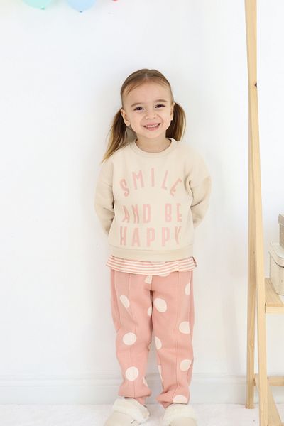Harika KIDS Σετ φόρμας για κορίτσια Smile And Happy με στάμπα χοντρή