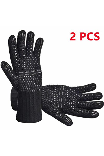 Choice Black 2PCS 1472℉ Heat Resistant Grilling Gloves BBQ Gloves Silicone Non-Slip Oven Mitts Kitchen Glov
