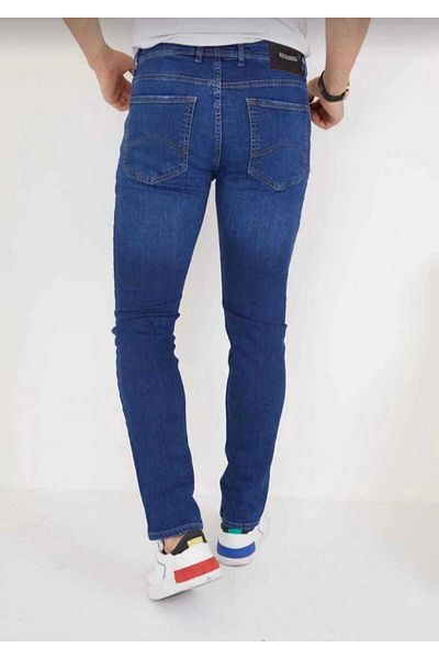KING SEZAR Men's Blue Straight Classic Relaxed Fit Regular Fit Lycra Jeans