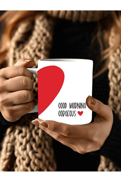 Evion Full Size 3D Design Ceramic Mug with Heart and Motto - Gift Mug