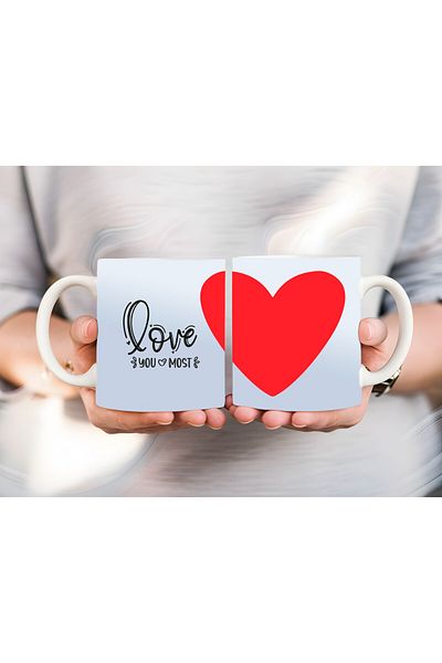 Evion Full Size 3D Design Ceramic Mug with Heart and Motto - Gift Mug