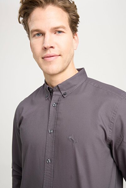 WRANGLER Regular Fit Normal Kesim %100 Pamuk Antrasit Gömlek