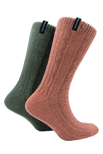 Bambuleyyo Çorap Erkek Kalın Şık Bot Çorabı - Yünlü - 2'li Paket, Zencefil Ve...