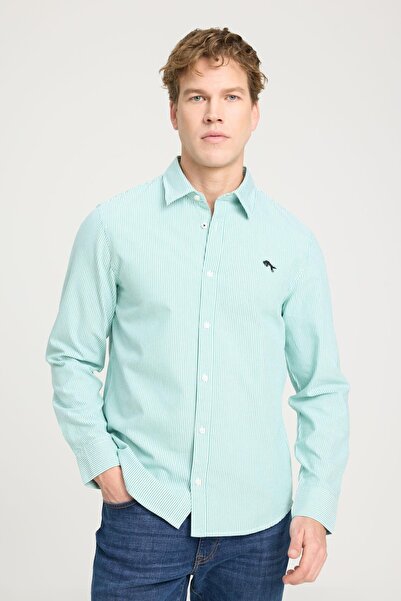 WRANGLER Regular Fit Normal Kesim %100 Pamuk Yeşil Gömlek