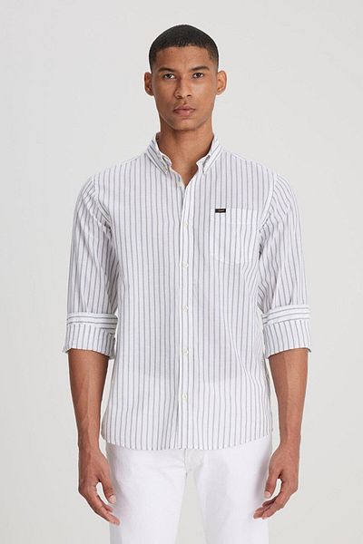 Lee Regular Fit Regular Cut 100% Cotton Olive Green Shirt