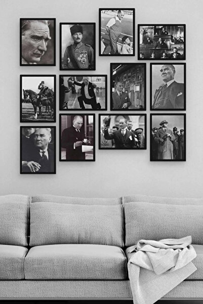 Pi Dekorasyon Mustafa Kemal Atatürk 12 Parça Ahşap Mdf Tablo