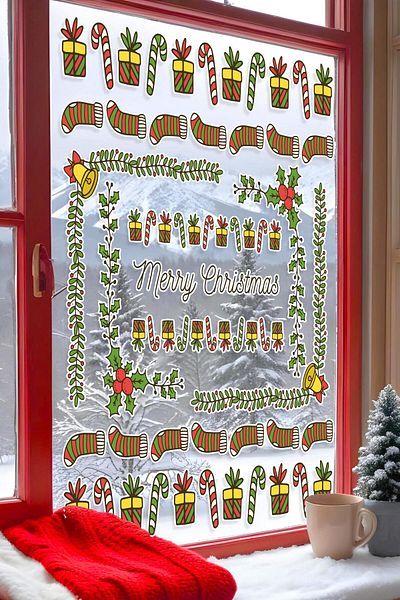 Postifull Christmas Wall Sticker, Christmas Ornament, Christmas Decor, Adhesive Wall Sticker, Christmas Decoration