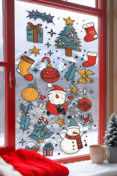 Postifull Christmas Wall Sticker, Christmas Ornament, Christmas Decor, Adhesive Wall Sticker, Christmas Decoration