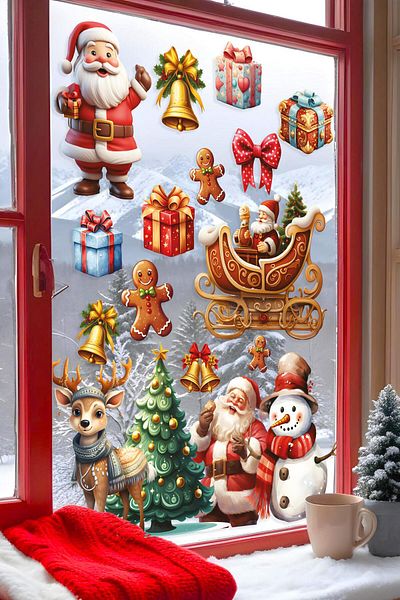 Postifull Christmas Wall Sticker, Christmas Ornament, Christmas Decor, Adhesive Wall Sticker, Christmas Decoration