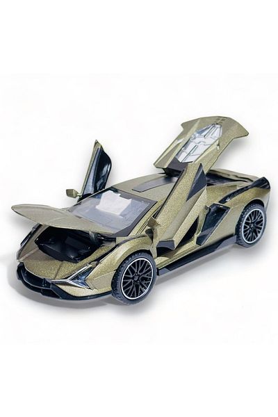 FEN TOYS لامبورغيني سيان دييكاست نموذج معدني لغطاء الباب والجذع يفتح 1:32