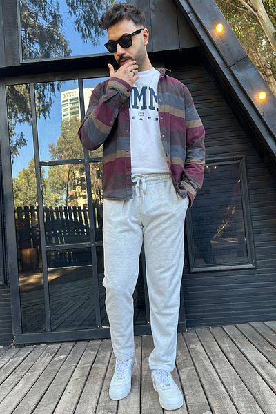 OXVİN Φούτερ King Pique Double Leg Jogger - Ύφασμα Pique (Αυθεντική φόρμα)