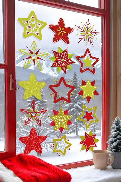 Postifull Christmas Wall Sticker, Christmas Ornament, Christmas Decor, Adhesive Wall Sticker, Christmas Decoration