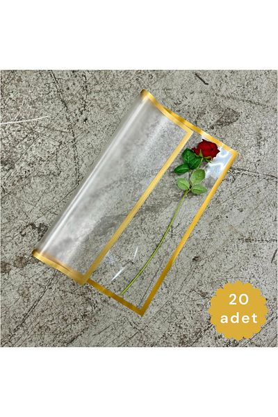 COLORPAK 20Pcs White Backdrop and Gold Edged Gelatin Paper Matte Opp 55X55Cm Flower Bouquet Packaging