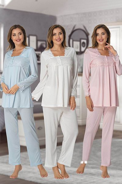 by İGP Set de pijamale de maternitate din bumbac cu maneca lunga