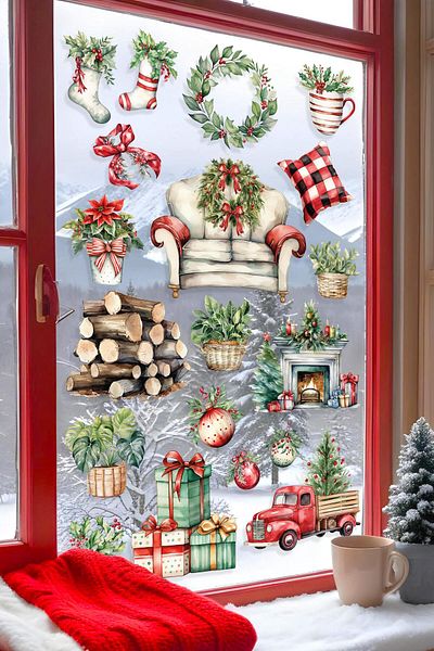 Postifull Christmas Wall Sticker, Christmas Ornament, Christmas Decor, Adhesive Wall Sticker, Christmas Decoration