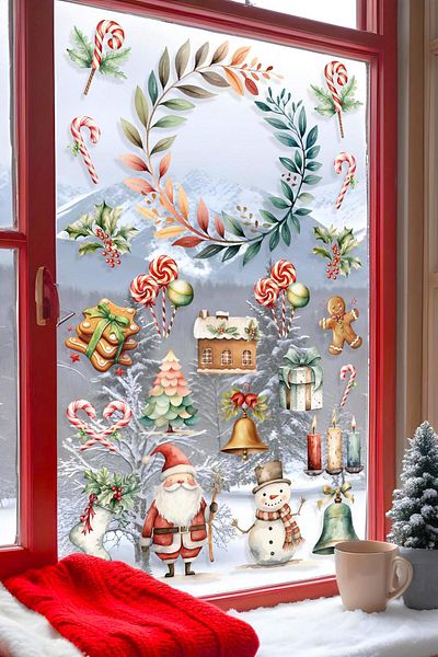 Postifull Christmas Wall Sticker, Christmas Ornament, Christmas Decor, Adhesive Wall Sticker, Christmas Decoration