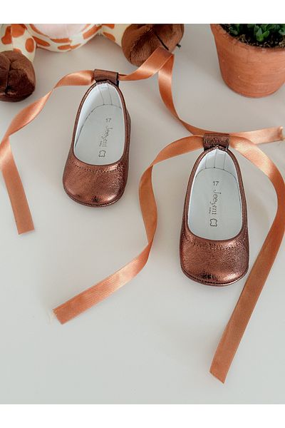 Li Puna Bronze Genuine Leather Baby Loafers - Babet