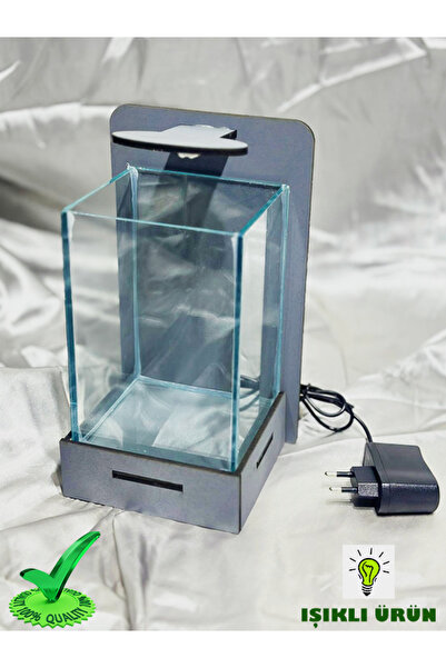 ORBO Beta Mini ışıklı Akvaryum Ahşap Tasarım gece lambası Genişlik 15 Cm Derinlik 12,5 Cm Yükseklik 25 cm