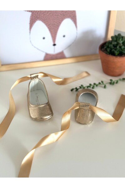 Li Puna Genuine Leather Gold Babet Baby Loafers