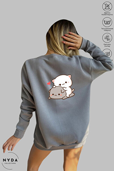 Nyda Collections Dukserica bez kapuljače sa otiskom srca - unisex, velika vel...