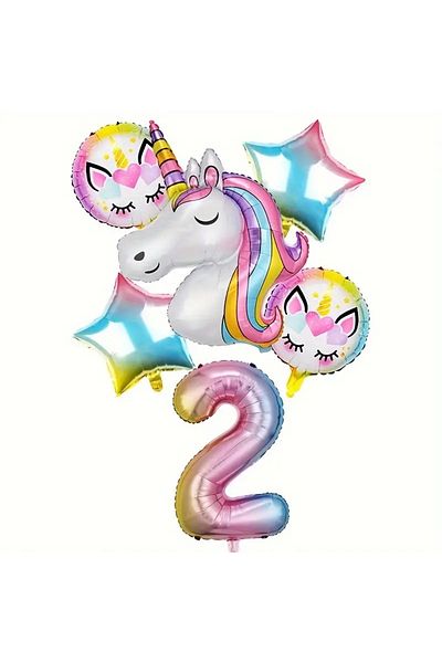 CANSIN Unicorn 2 Years Old Numeral Foil Set