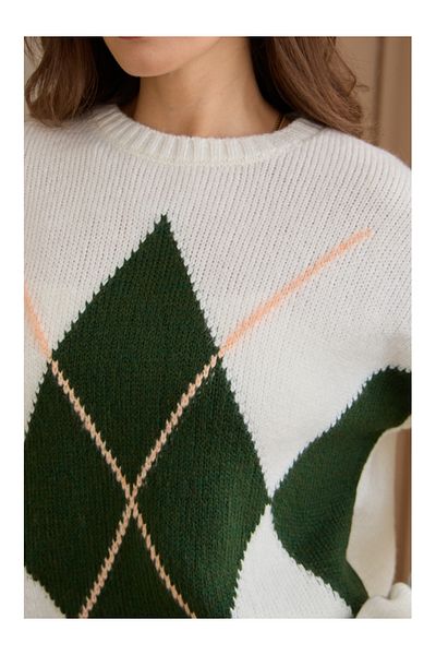 Elif Özbey Butik Pulover verde cu model Baklava marca Orj