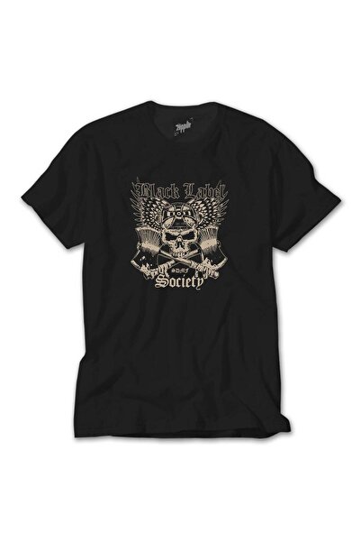 CrowsGate Tricou negru clasic cu craniu Black Label Society